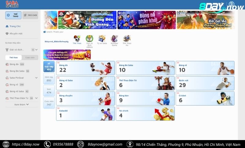 Giao dien sanh cuoc The Thao 8DAY - Hinh 10 - SABA Sport 8DAY