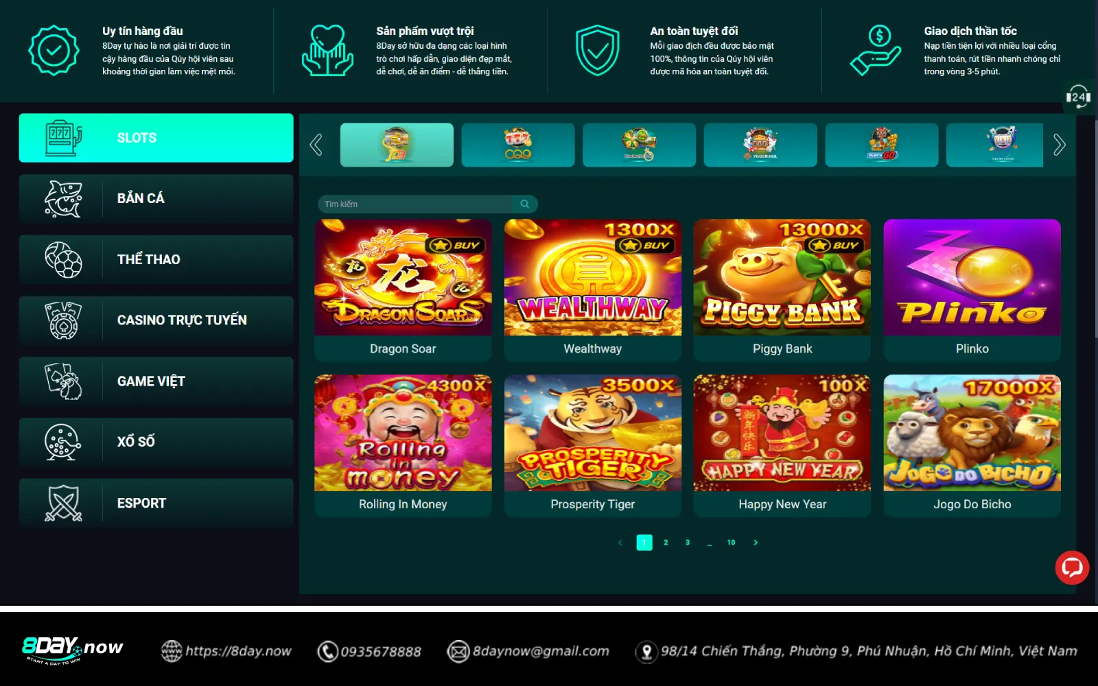 Giao dien sanh game Slots 8DAY - Hinh 1